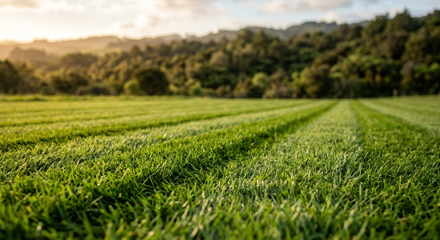 Freshly mowed lawn stripe detail